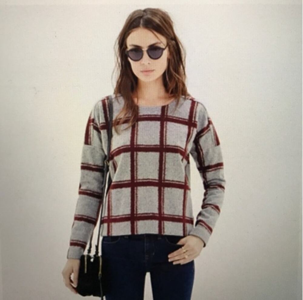 Madewell Touchstone Plaid Wool Pullover Sweater Size Medium